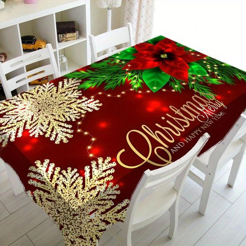 Waterproof Christmas Red Rectangular Tablecloth Premium Decorative Dining Table Cover Holiday Festive Decor