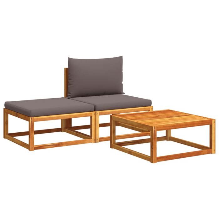 VidaXL Ensemble de canapés de jardin 3 pièces avec coussins en bois d'acacia et rotin 4008174