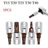 5 Pcs Torx Screwdriver Bits 1/4 Inch Drive Socket Head Tools T15 T20 T25 T30 T40 Socket Wrench Adapter Hand Tools