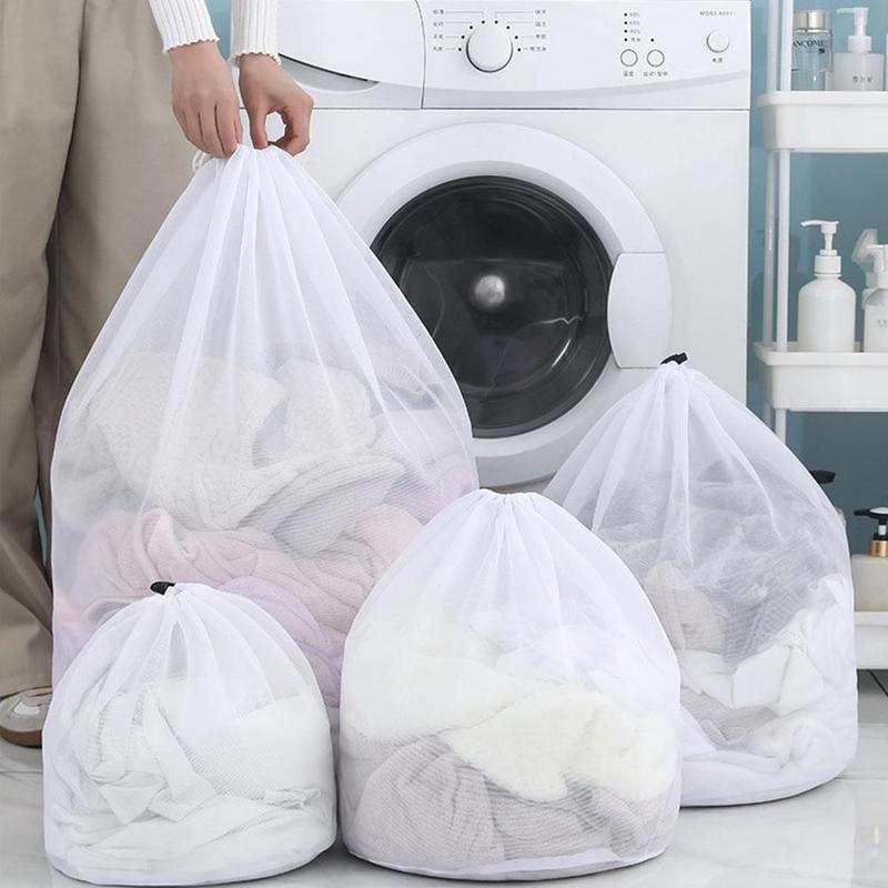 Drawstring Mesh Bag Laundry Bag Washing Large Capacity Mesh Wash Bag for Blouses, Hosiery, and Underwear for Travel and Laundry