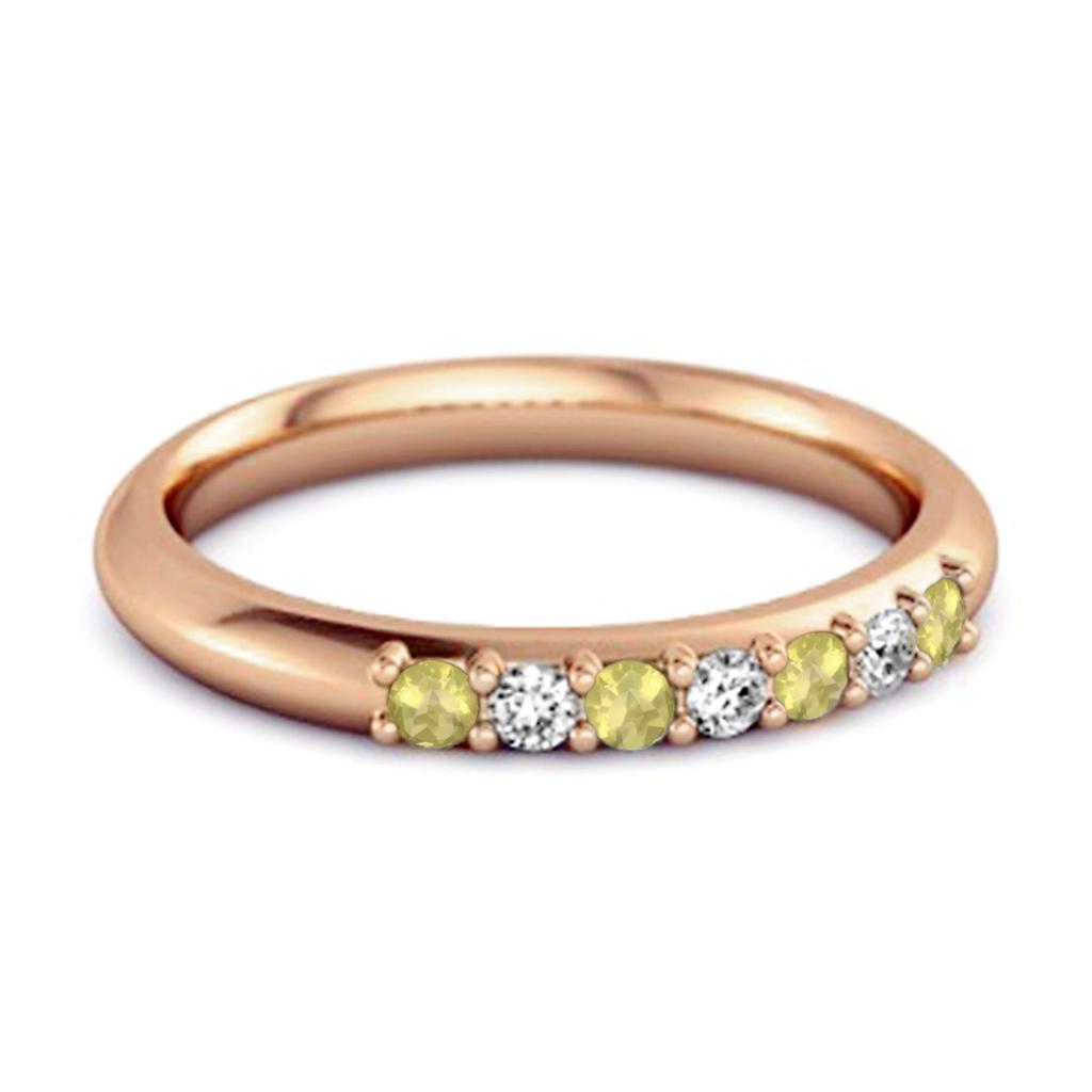 Lemon Quartz Eternity Stackable Ring -925 Sterling Silver Rose Gold Vermeil
