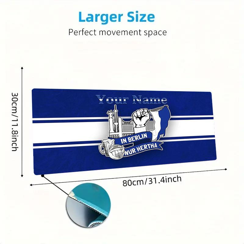 Hertha BSC Custom Name Large Size Mouse Pad Large Gaming Table Cushion Non-slip Laptop Tablet Big Mousepad XXL Mat Mini PC Playmat With Lock Edge