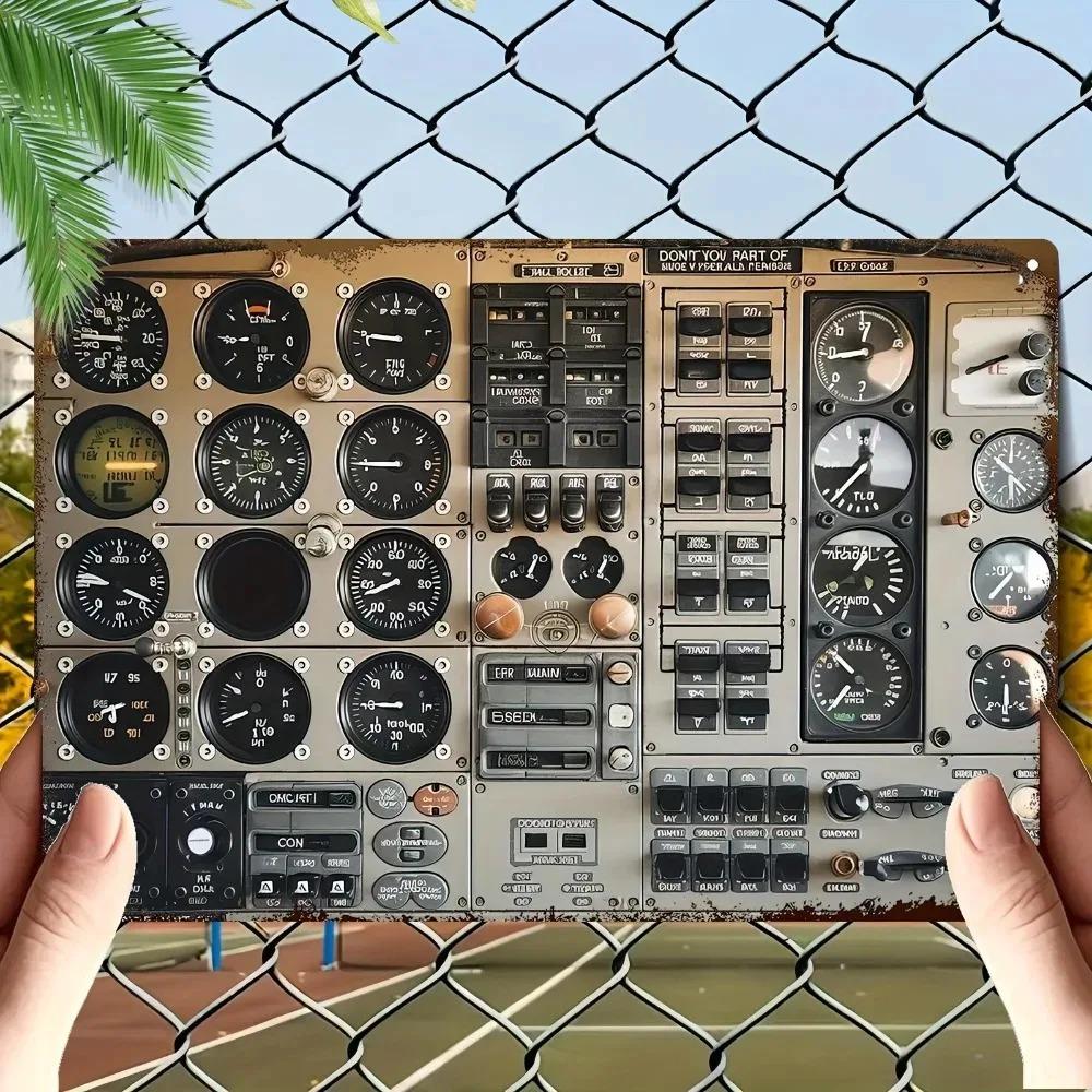 Vintage Metal Aircraft Cockpit Panel 8x12 Inch Aviation Gauge Board Dashboard Replica