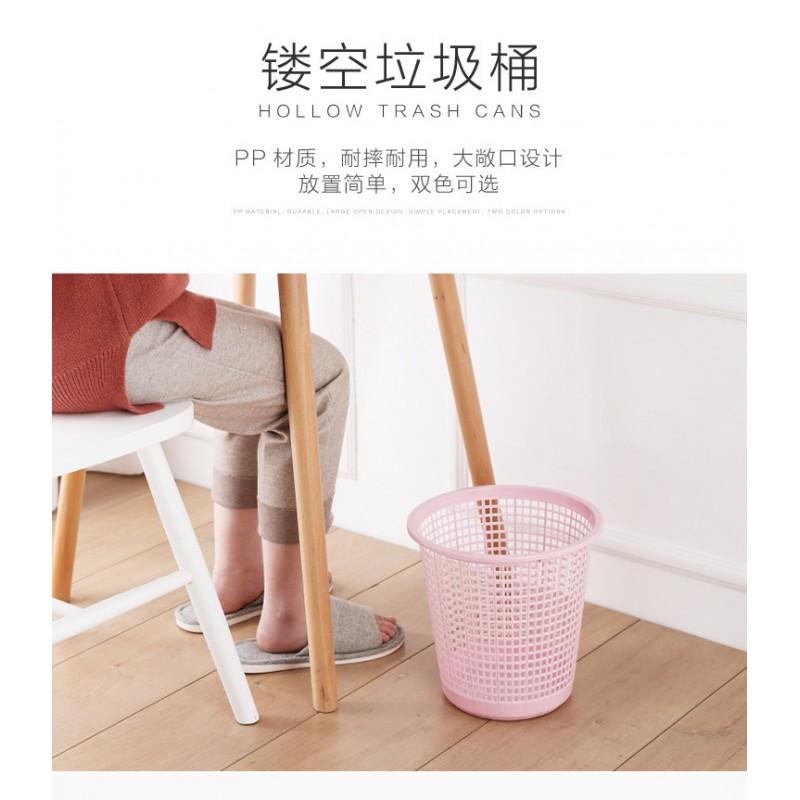 Minimalist Perforated Plastic Trash Bin Kitchen Bathroom Desktop Use Small 4L Open Top Waste Basket