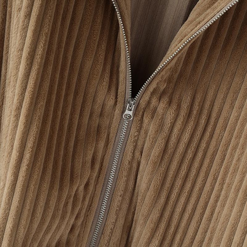 INCERUN Outono Masculino Gola Alta Manga Comprida Textura Veludo Cotelê Casual Jaquetas Casacos com Zíper