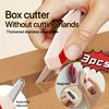 3pcs Portable Safety Box Opener Knife with Keychain, Automatic Retraction, Magnetic Refrigerator Hook, Made of ABS Material, for Package and Envelope