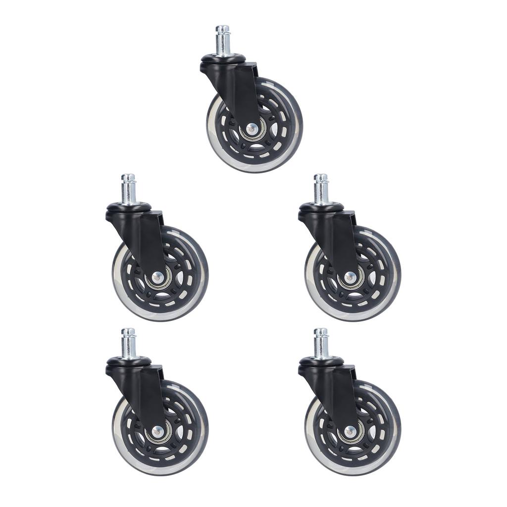5 Pcs Chair Rotate Wheel 3in 360 Degree Noise Free Scratch Resistant Straight Chair Caster for Office