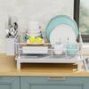 Modern Metal Multi-Purpose Kitchen Organizer Over-Sink Dish Drying Rack with Drain Storage for Plates Bowls Utensils
