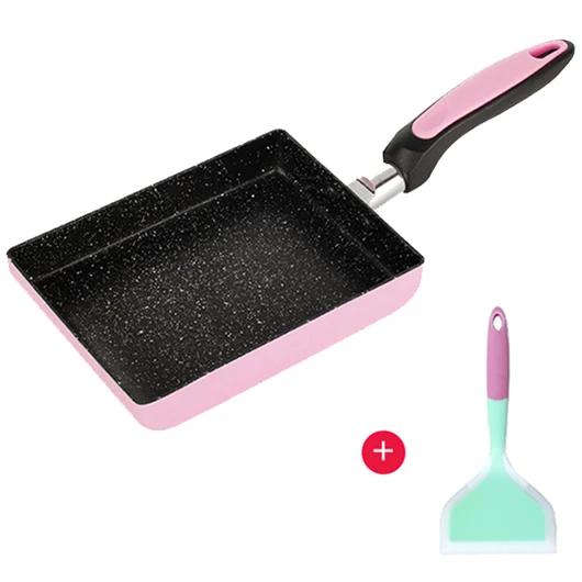 Pogrubiona Japońska Patelnia do Omletów / Patelnia Tamagoyaki, Nieprzywierająca Prostokątna Mini Patelnia do Smażenia Jajek - Żeliwo / Stop Aluminium