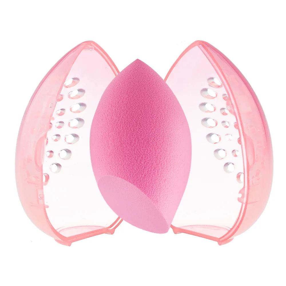 Leere Transparente Puffs Trockenbox Aufbewahrungskoffer Tragbarer Schwammständer Kosmetisches Eiförmiges Gestell Make-up Puderquasten Halter