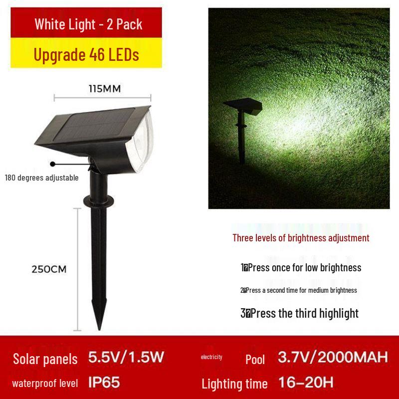 Waterproof Solar Spotlight for Garden Landscape - Super Bright Outdoor Lawn and Tree Light with Ground Plug