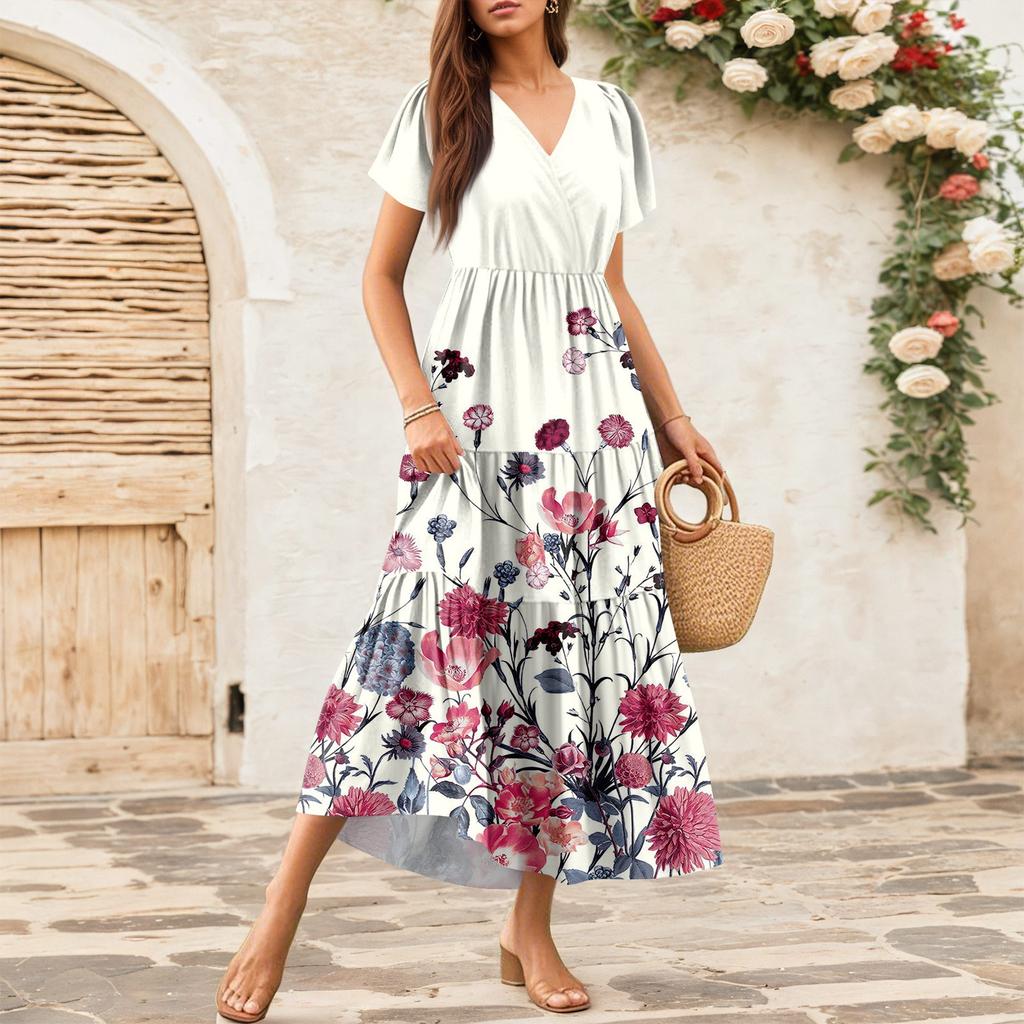 Women's Flowy Dresses Women's Summer Dresses Casual Short Sleeve Maxi Dresses Formal Maxi Dresses