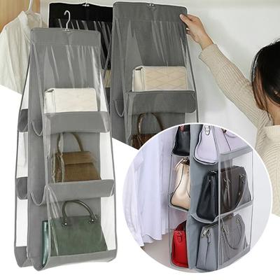 1Pcs 6 Pockets Hanging Handbag Organizer Waterproof Clear Sundry Bag  For Wardrobe Closet