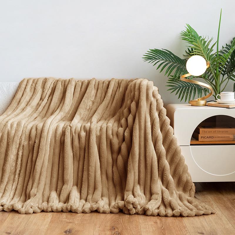 Cross-Border Flannel Rabbit Plush Blanket: Multifunctional Sofa Cover and Thick Winter Nap Blanket