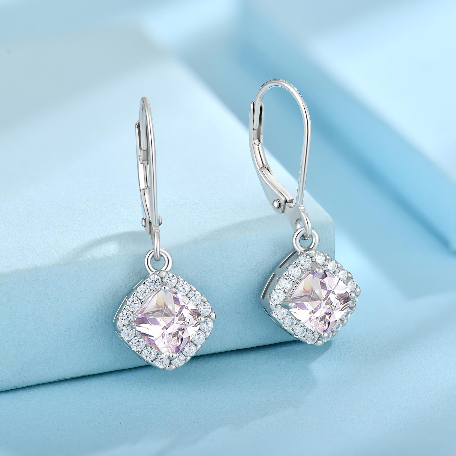 

Квадратные женские серьги из стерлингового серебра 925 пробы с цирконами, оливково-зеленые, фиолетовые, геометрические серьги с кубическими цирконами фиолетовый