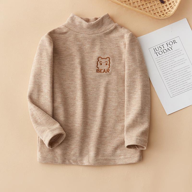 Kids' Fleece Half-High Collar Long-Sleeve Top - Warm, Trendy Base Layer for Boys & Girls