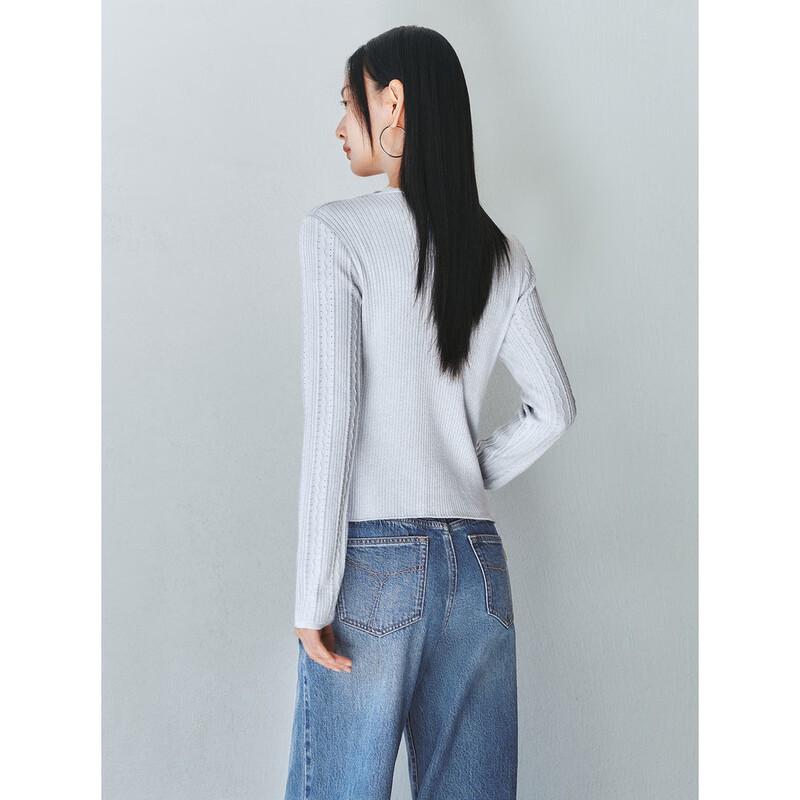 Peacebird Women's Shimmer Texture Faux Two-Piece Knit Top