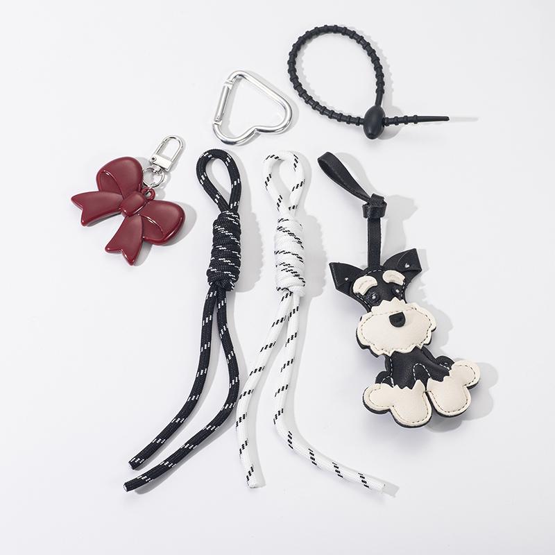 Dámský roztomilý zvířecí knírač PU kůže štěně batoh přívěsek tkaná šňůra batoh závěsný přívěsek tašky doplňky