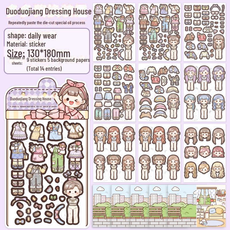 Tiraduo Cute Little Girl Hand Journal Stickers - Daily Wear and Sauce Dressing Themes