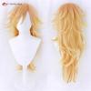 Anime Douma Cosplay Wig Cruly Golden Orange Gradient Douma Wigs Heat Resistant Synthetic Hair Halloween Party Wigs + Wig Cap