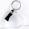 Lot de 50 Porte-clés Cadre Photo Acrylique avec Pompons Fermeture par Pression Insertion Photo Transparent Vide Porte-clés Rond 50 Pièces