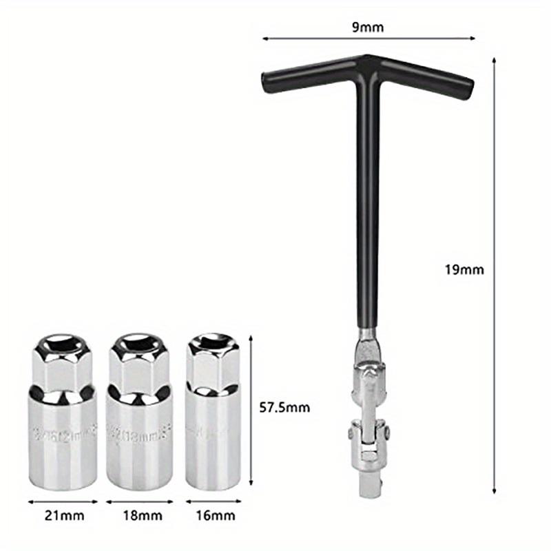 Spark Plug Wrench Set 4 Pieces, Spark Plug Set, Car Repair Tool, Heavy-duty Chrome Spark Plug Disassembly 16mm 18mm and 21mm