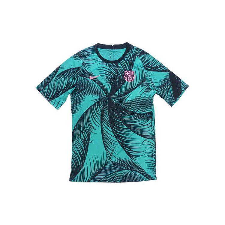 

Nike FC Barcelona 2020/21 Pre-Match Teal Black Men s Short Sleeve Soccer Training Jersey CK9714-397 S