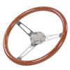 Volante Completo Classico 380mm 15 pollici Impugnatura in Noce 3 Razze Rivettato 6 Fori Modifica Universale Marrone