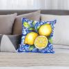 Blue - Toned Watercolor Lemon Pillow Case  Anti-dustmite Pillowcase Invisible Zipper Silky Short Plush Sofa Cushion Cover