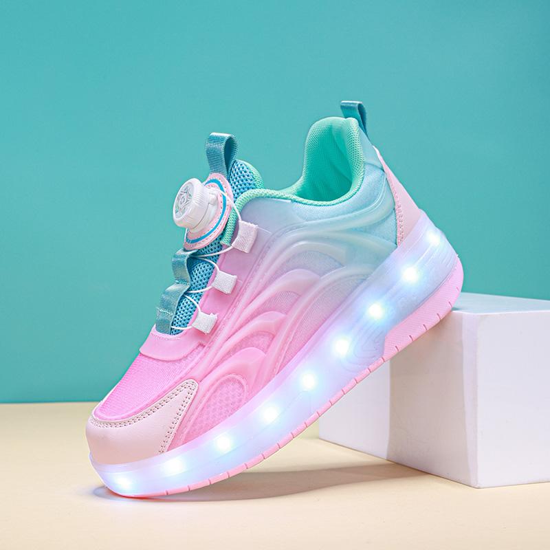 Chidren's Roller Skate Shoes Boys Girls Glowing Sneakers Led Light Luminous Outdoor Sport Skateboard 2 Wheels USB Charging New