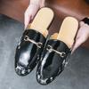 Übergröße 45 46 Sommer Halbschuhe Herren Pantoletten Offene Slipper Leder Semi-Slipper Freizeitschuhe Herren Slides Flache Sandalen