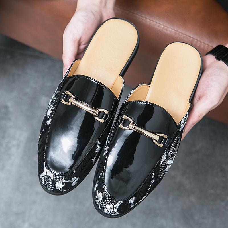 Übergröße 45 46 Sommer Halbschuhe Herren Pantoletten Offene Slipper Leder Semi-Slipper Freizeitschuhe Herren Slides Flache Sandalen