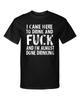 I Came Here To Drink and Puck Adult Party Funny Humor Graphic Tee Shirt T-Shirt