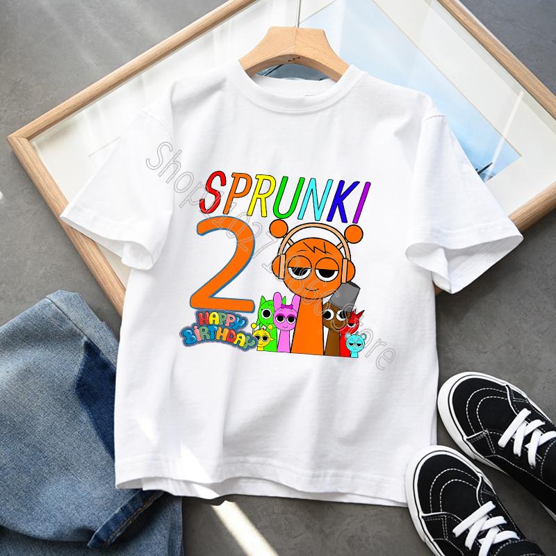 Bumbac 100% Sprunki Incredibox Haine pentru copii Băieți Fete Tricou petrecere de aniversare Joc de desene animate Imprimare grafică Mâneci scurte Topuri confortabile