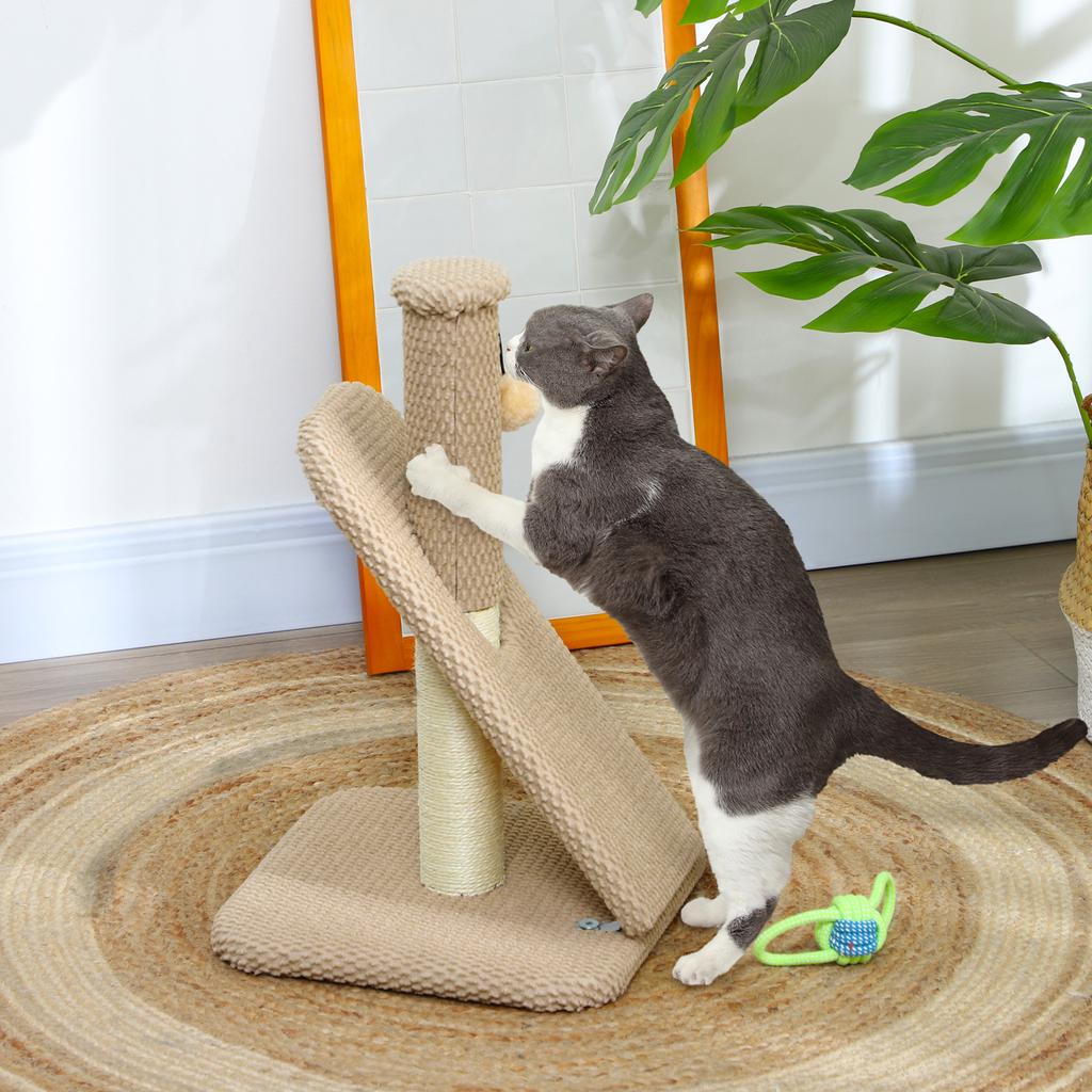 Cat Scratching Post with Scratch Board, Play Ball, Bumpy Texture/Sisal, 54 cm, Light Brown