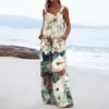 Women's Christmas Print Solid Wide Leg Strapless Tank Pocket Casual Onesie