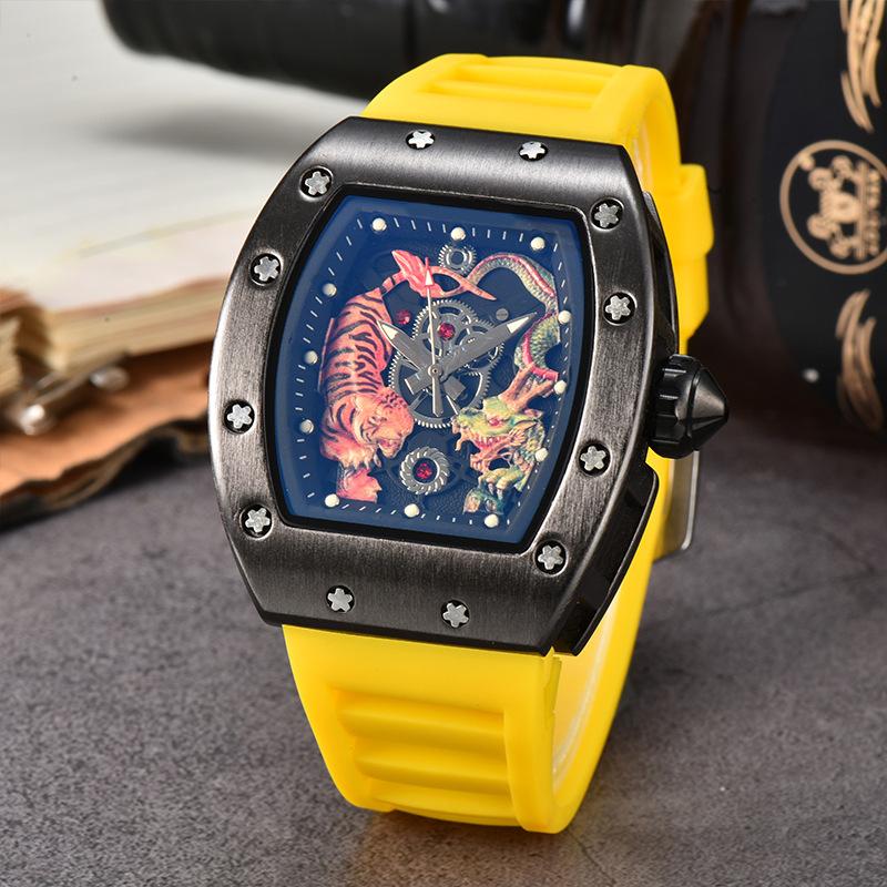 New Dragon Tiger Pattern Lassa Quartz Watch Men's Three-Pin Fashion Trend Calendar Watch