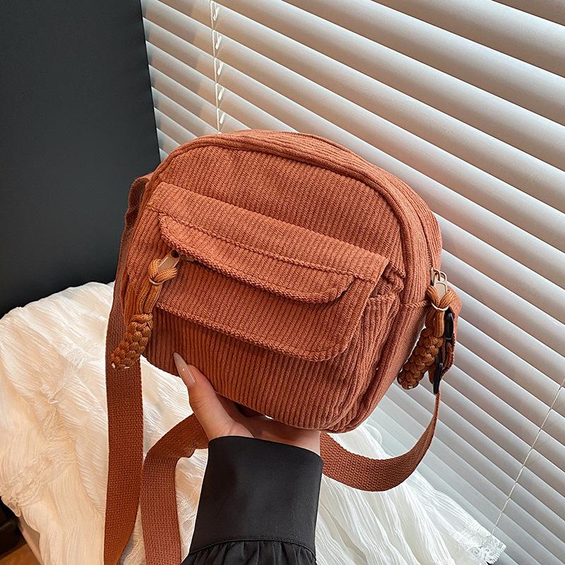

Korean Style Corduroy Square Crossbody Bag Fashiable Casual Shoulder Bags Purse for Women College Girls Daily Small Handbags коричневий