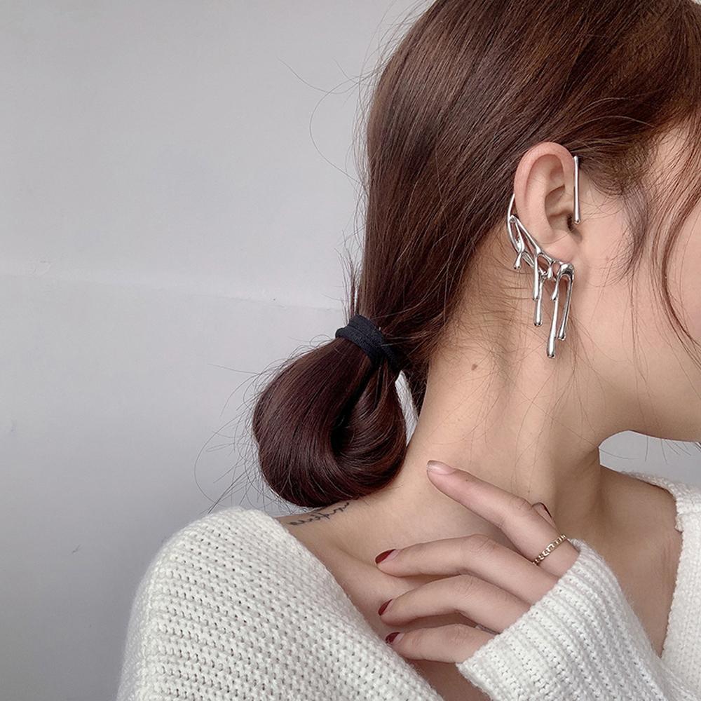 Cool Unique Hyperbole Punk Dripping Hanging Clip Earrings Hook Earring Left Ear Lava Melt