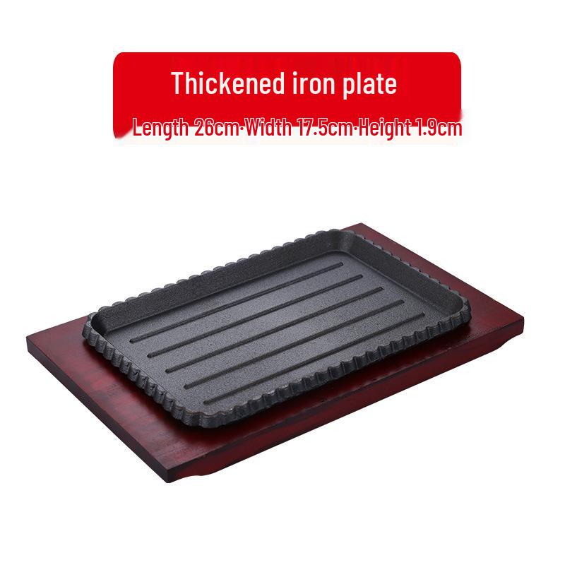 Commercial Cast Iron Round Griddle Pan for BBQ and Gas Grill - Rectangular Steak Plate