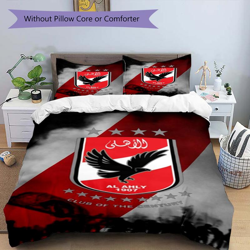 Ahly Football Club Printed Pattern Duvet Cover Set – Includes 1 Duvet Cover and 2 Matching Pillowcases Bedroom Decor Christmas Gifts