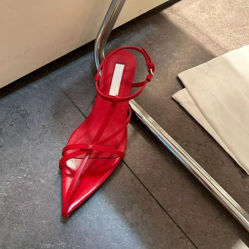 Edition~ Niche fashion pointed-toed stiletto sandals cross with open-toe design mid-heel sandals