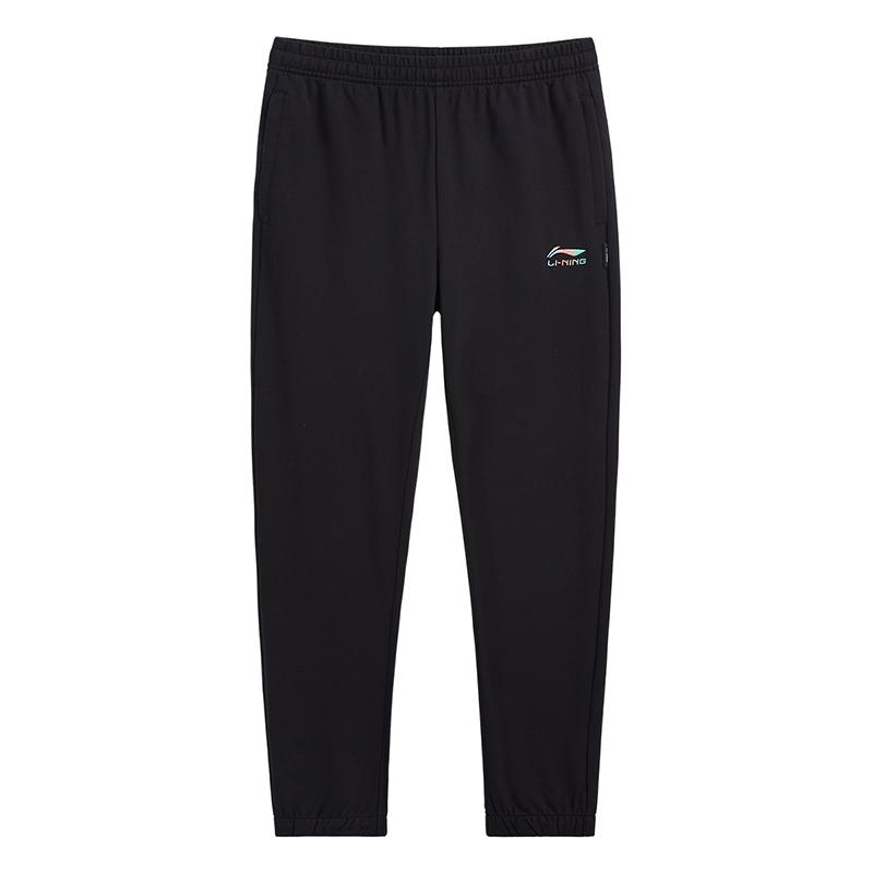 

Li-Ning High Street Comfortable Simple Solid Color Breathable Straight Leg Loose Versatile Casual Knit Sports Pants Women bottoms Black AKLVB64-1 XL