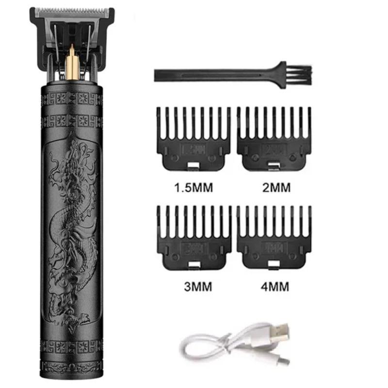 Vintage T9 Barber Clipper Rechargeable Cordless Hair Trimmer Kit For Men Professional Grade With Dragon Engraved Retro Design