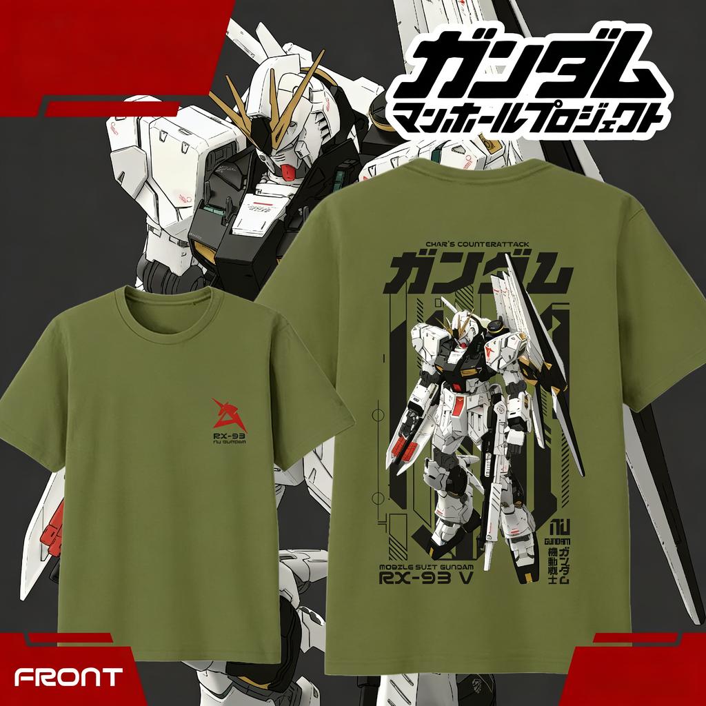 Anime GUNDAM RX93 Cartoon Baumwoll-T-Shirt 2026 Sommer Kinder Unisex Damen Mode Lässiges Kurzarmshirt Streetwear Unisex