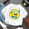 SpongeBob SquarePanted Child Short Sleeve TShirt Anime Character Print Cotton Pullover Boys Girls Summer Casual Crew Neck Tops