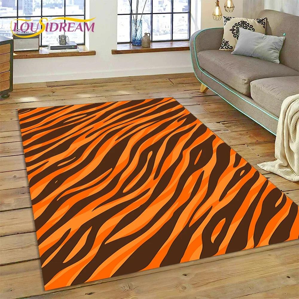 Colorful Zebra Stripe Leopard Tiger Carpet Rug for Bedroom Living Room Home Sofa Decoration,Children Game Large Decor Floor Mat
