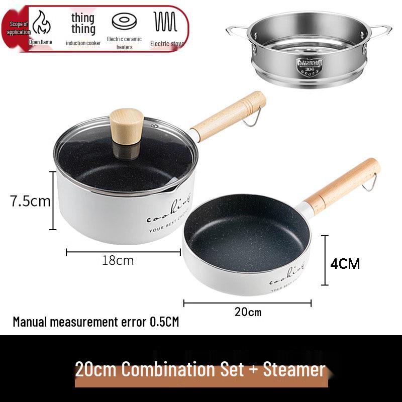 Sheng Bang Rong Non-Stick Flat-Bottom Frying Pan with Maifan Stone for Mini Induction Cookers