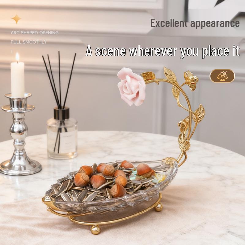 Elegante transparente Blattform Obstschale – Luxuriöse Dessert- & Snackschale für Wohnzimmer oder Couchtisch