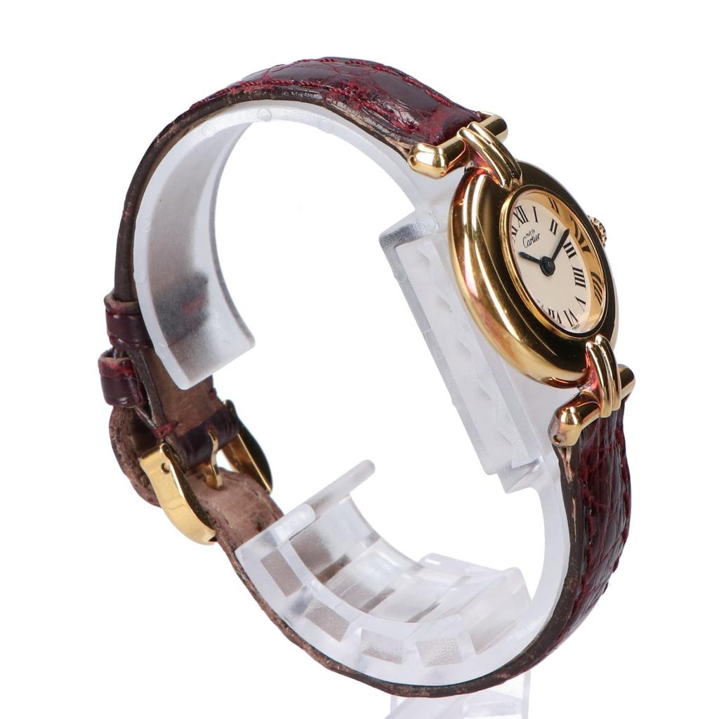 Cartier 590002 161550 Must Colisee Vermeil SM Quartz Watches Gold/Bordeaux alligator strapUsed